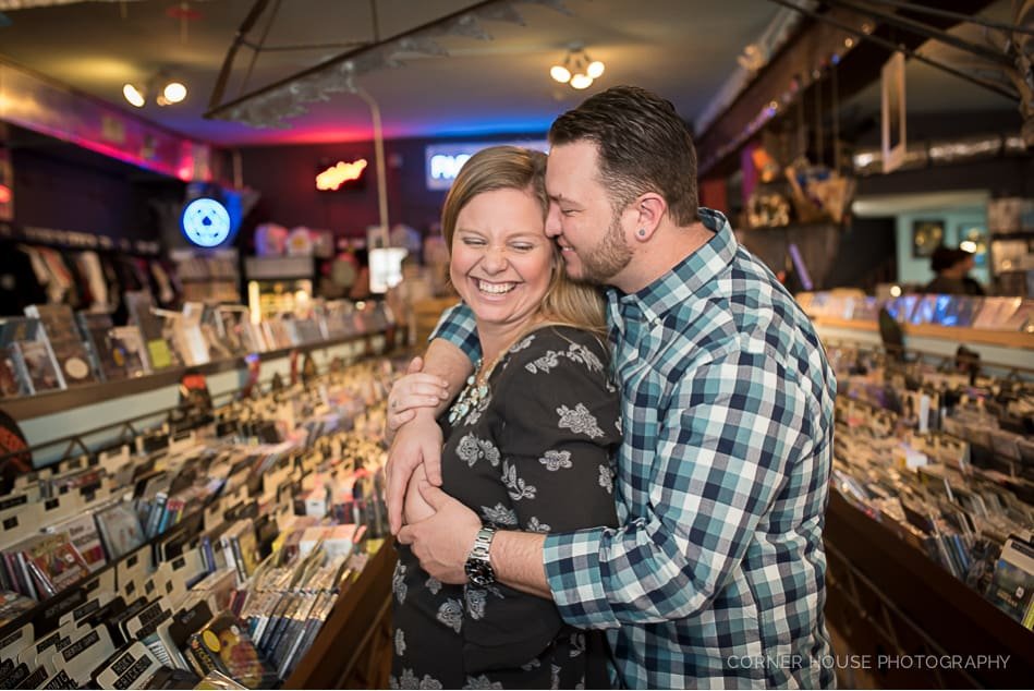 Kellie & Austin’s Record Shop Engagement